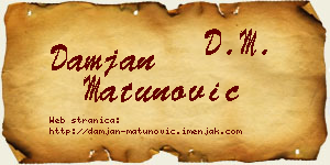 Damjan Matunović vizit kartica